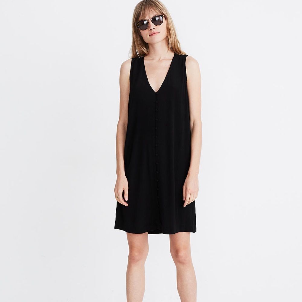 Madewell Black Heather Button Front Dress Size S